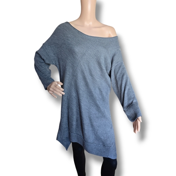89th & MADISON Women's Gray Asymmetric One-Shoulder Knit Sweater - Picture 3 of 16